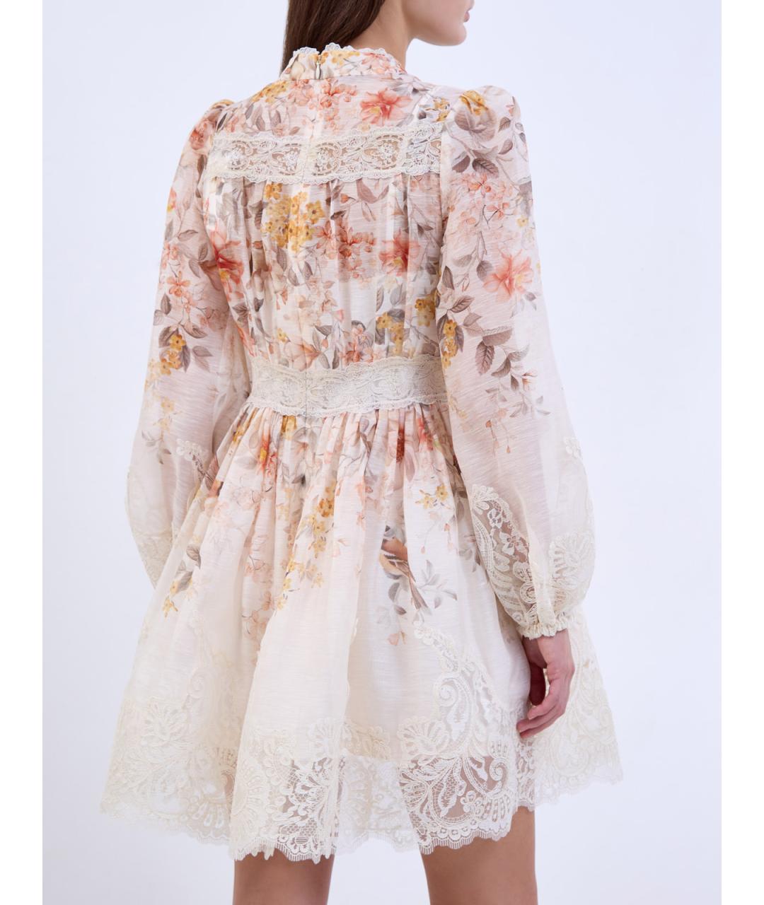 ZIMMERMANN Бежевое льняное повседневное платье, фото 4
