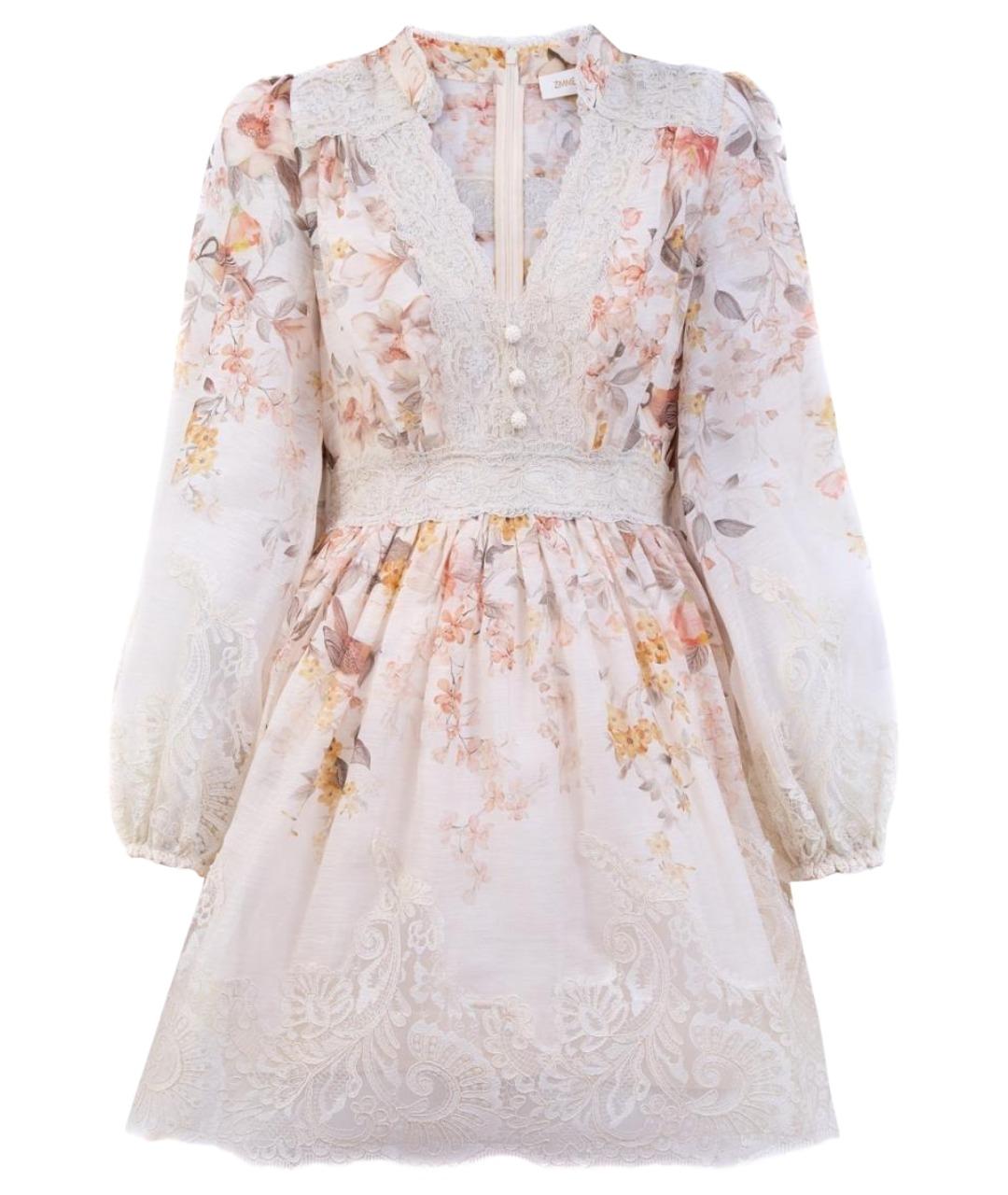 ZIMMERMANN Бежевое льняное повседневное платье, фото 1