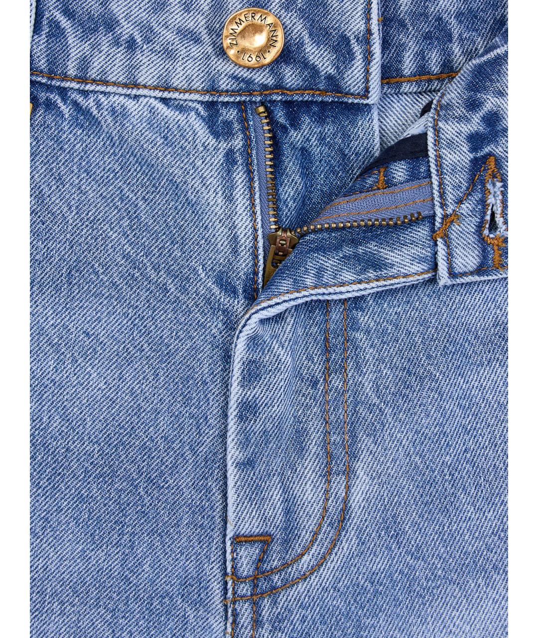 ZIMMERMANN Голубые хлопковые прямые джинсы, фото 7