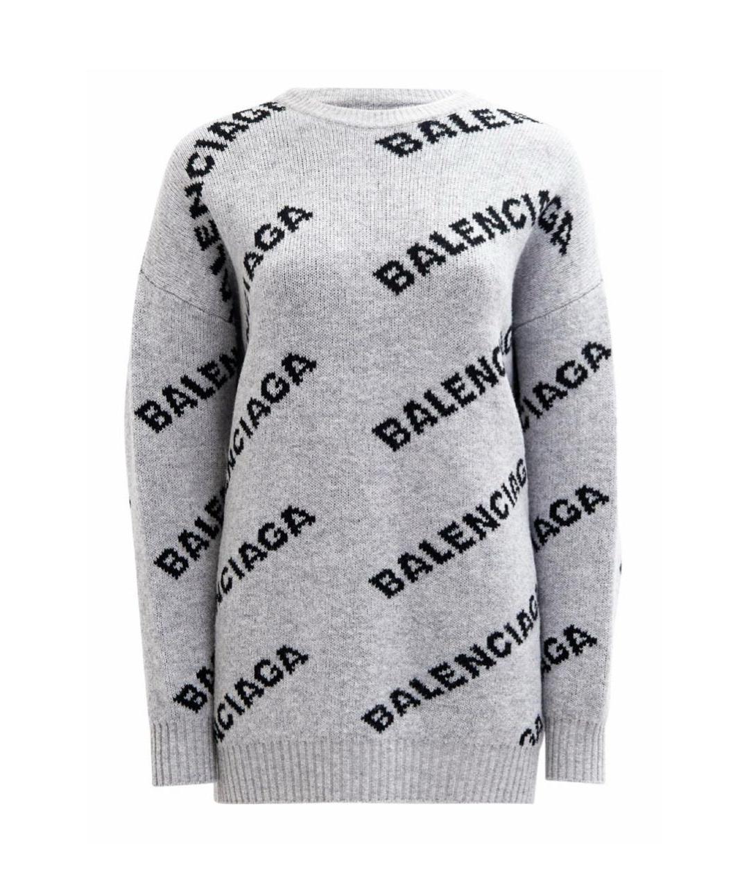 BALENCIAGA Серый шерстяной джемпер / свитер, фото 1