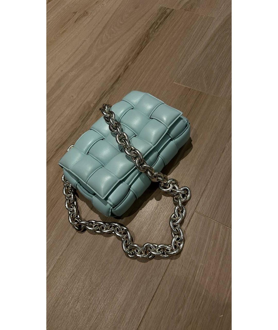 BOTTEGA VENETA Бирюзовая кожаная сумка через плечо, фото 3