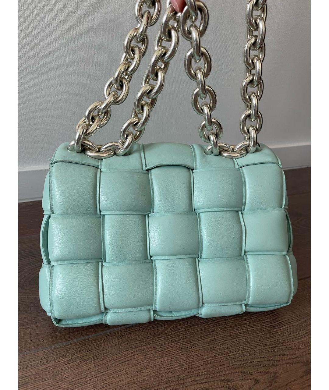 BOTTEGA VENETA Бирюзовая кожаная сумка через плечо, фото 4