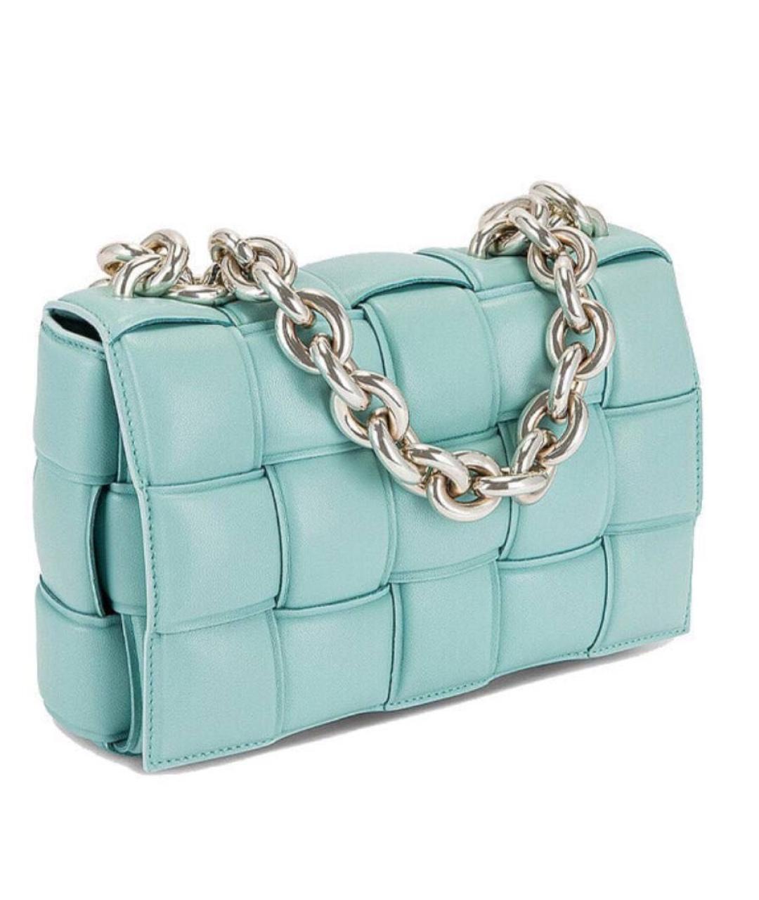 BOTTEGA VENETA Бирюзовая кожаная сумка через плечо, фото 2