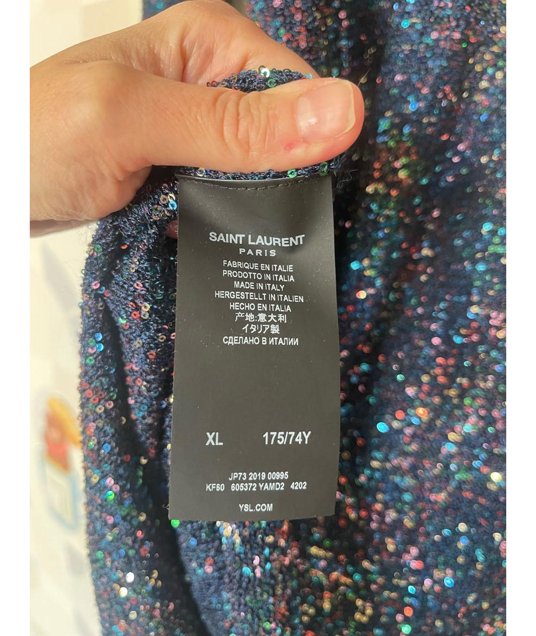 SAINT LAURENT Темно-синее полиамидовое коктейльное платье, фото 4