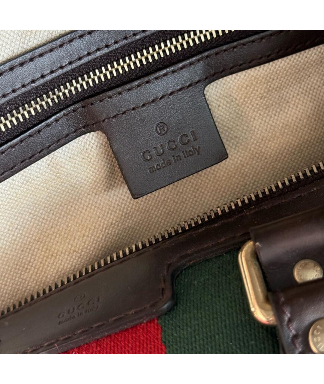 GUCCI Коричневая сумка с короткими ручками из канвы, фото 8