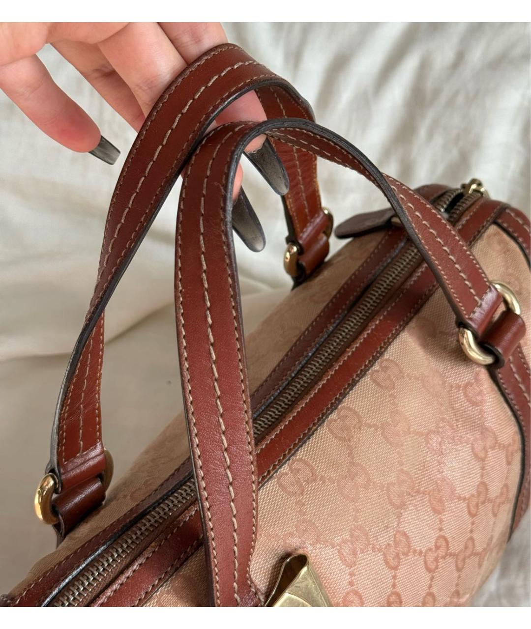 GUCCI Розовая сумка с короткими ручками из канвы, фото 4