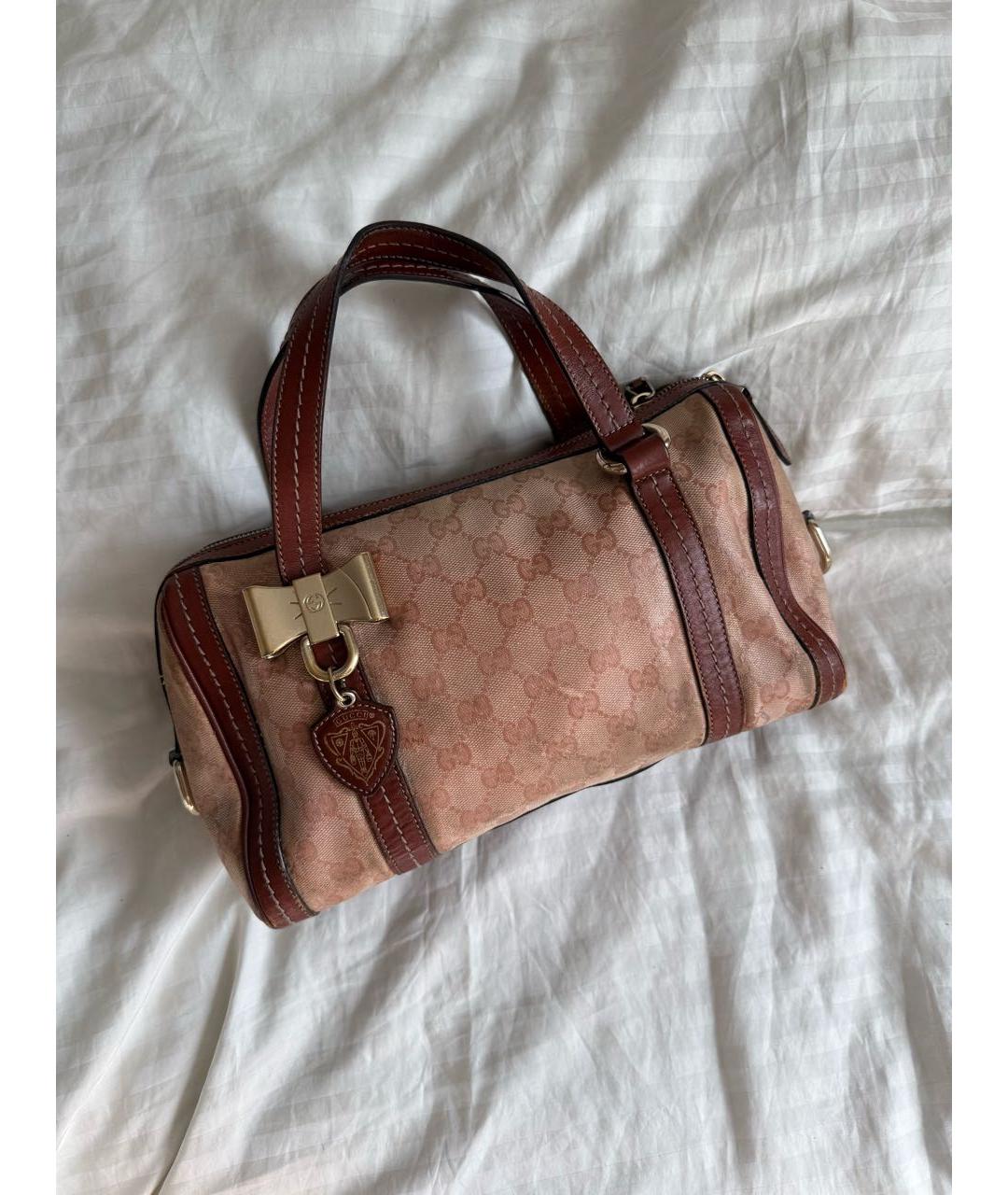 GUCCI Розовая сумка с короткими ручками из канвы, фото 9