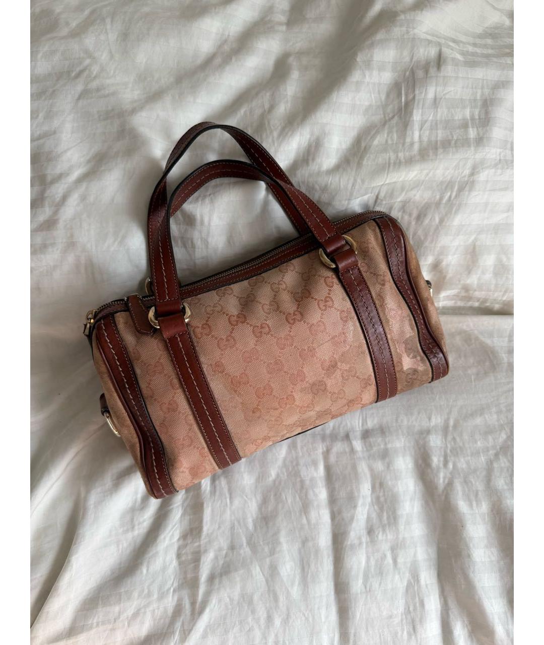 GUCCI Розовая сумка с короткими ручками из канвы, фото 2