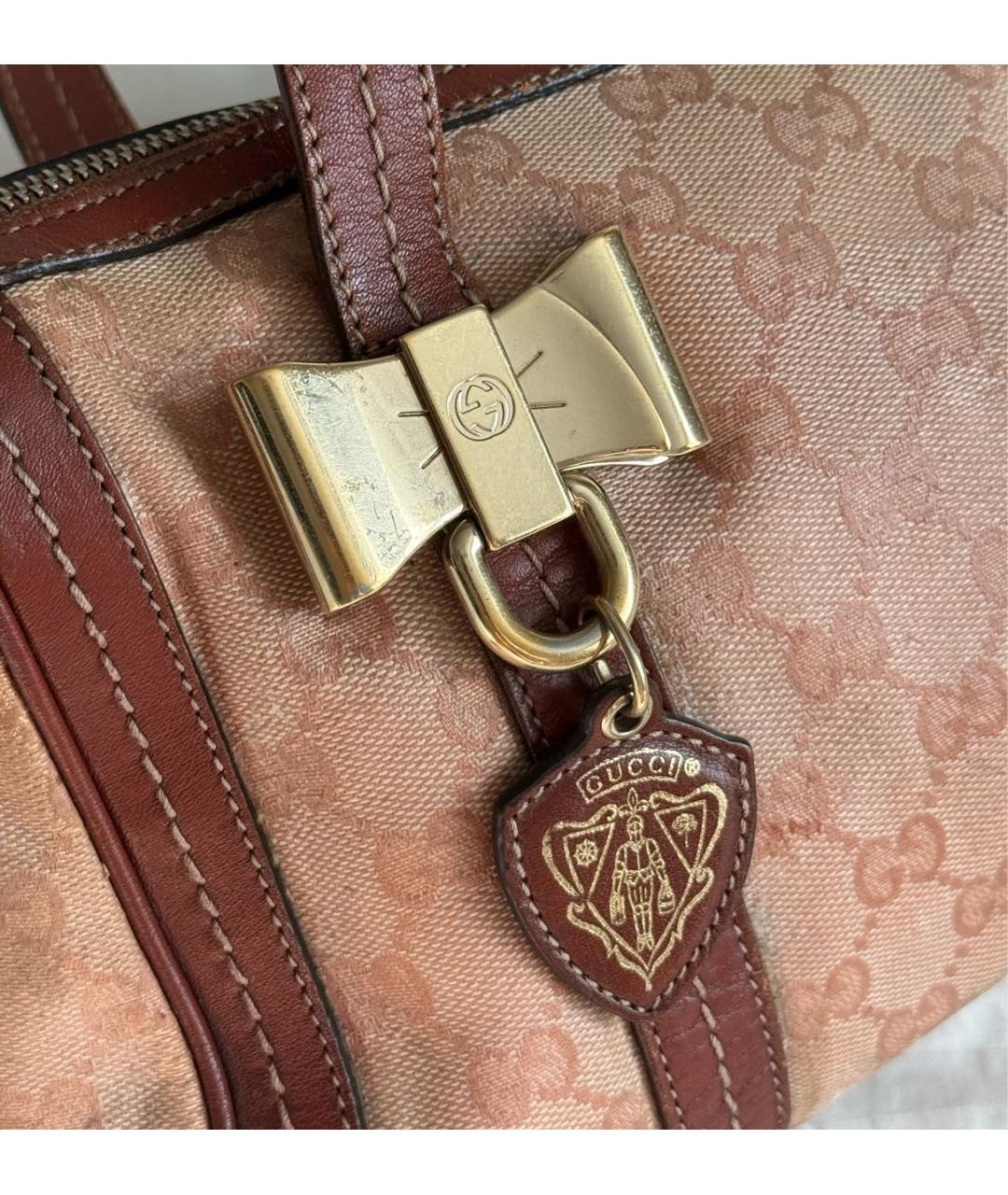 GUCCI Розовая сумка с короткими ручками из канвы, фото 5
