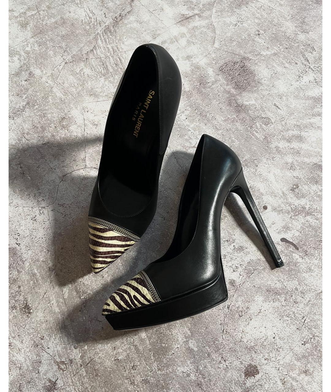 SAINT LAURENT Черные кожаные туфли, фото 3