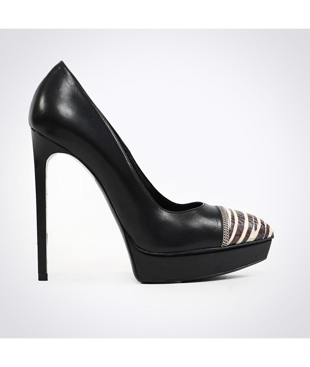 SAINT LAURENT Черные кожаные туфли, фото 6