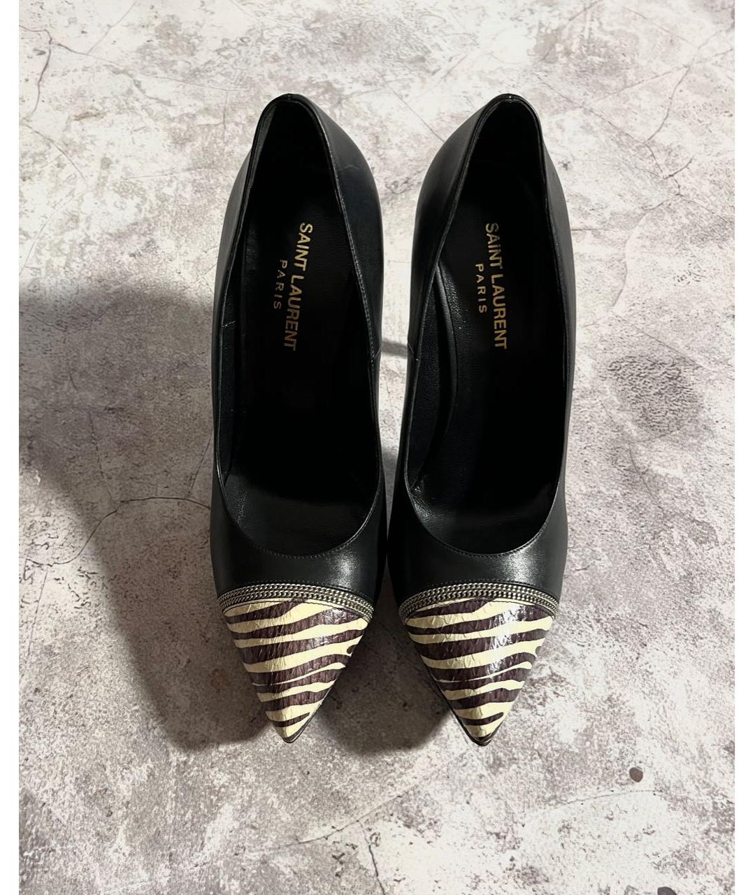 SAINT LAURENT Черные кожаные туфли, фото 2