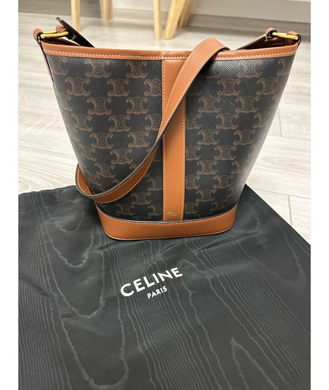 CELINE Коричневая сумка тоут из канвы, фото 2