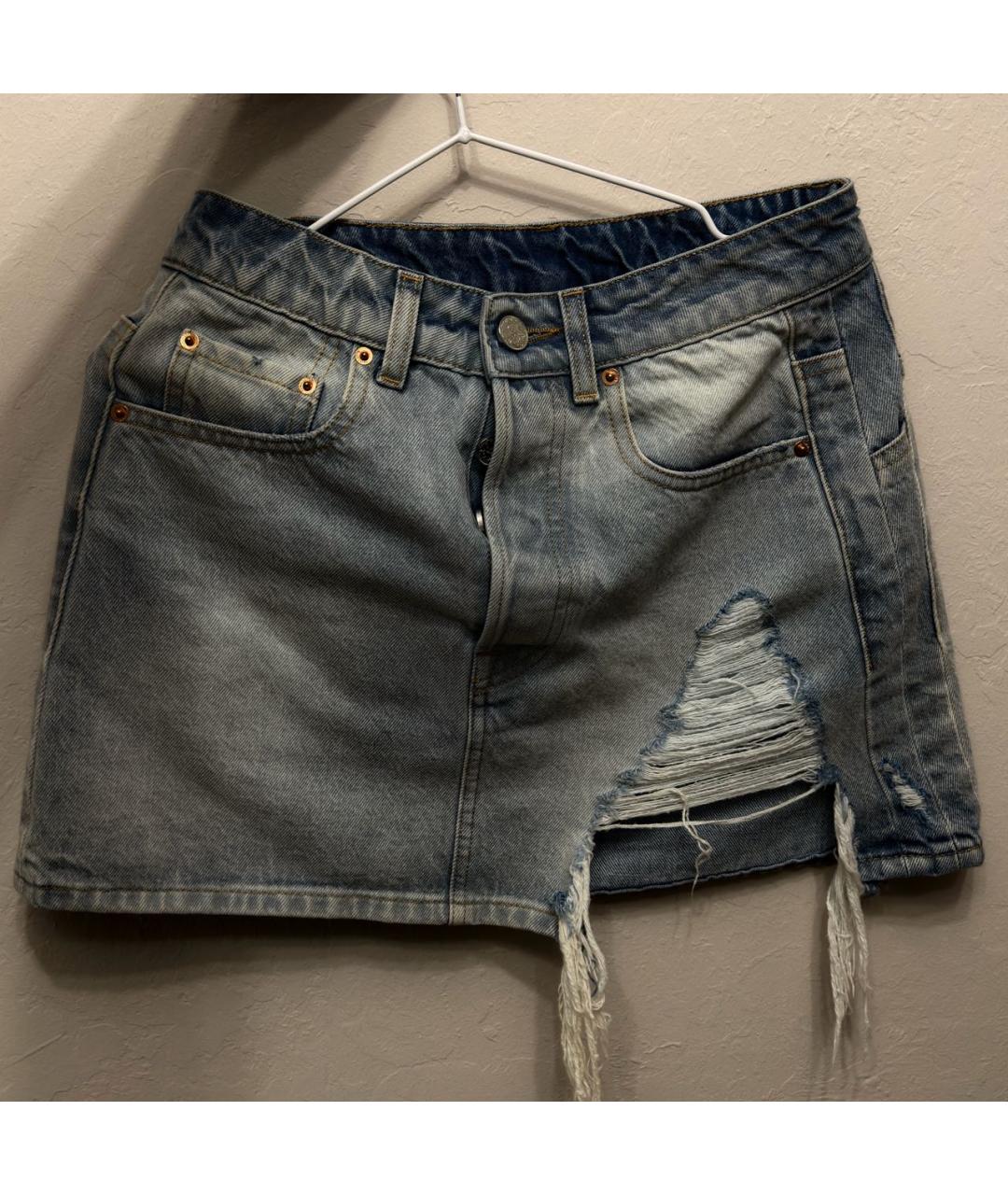 VETEMENTS Голубая деним юбка мини, фото 6