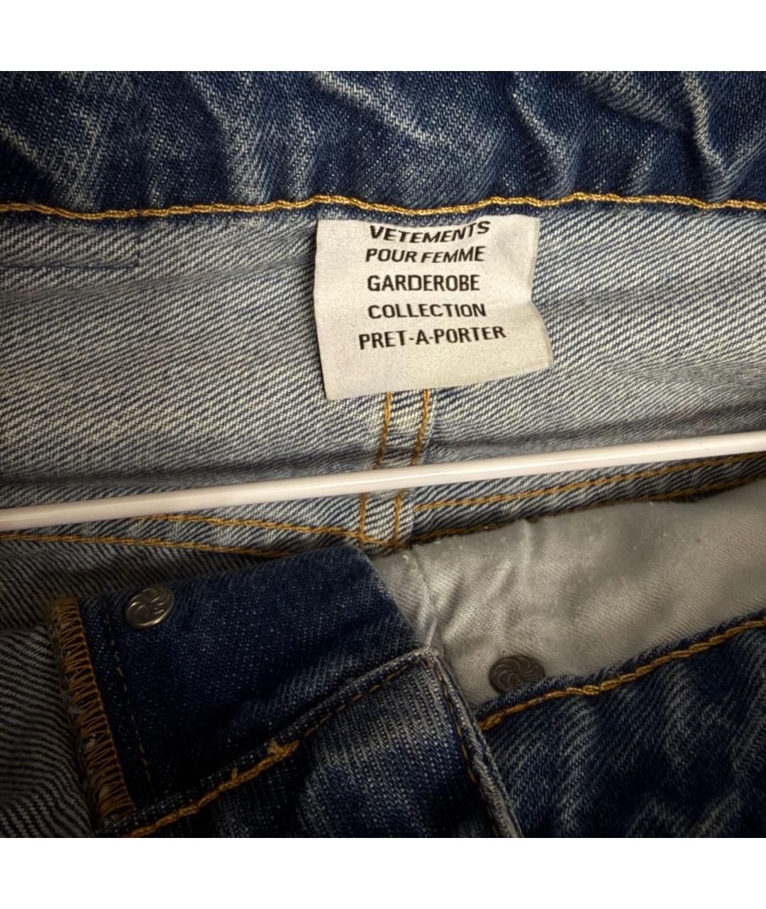 VETEMENTS Голубая деним юбка мини, фото 4