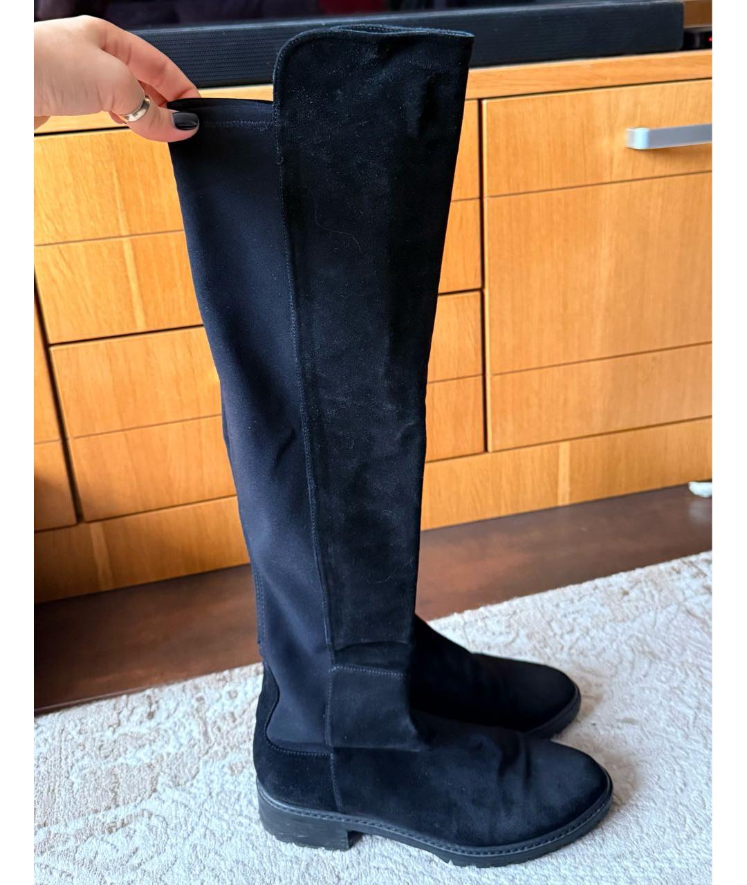 STUART WEITZMAN Черные замшевые ботфорты, фото 6