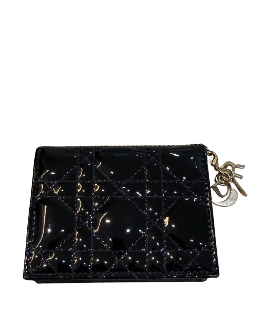 CHRISTIAN DIOR Черный кошелек из лакированной кожи, фото 1