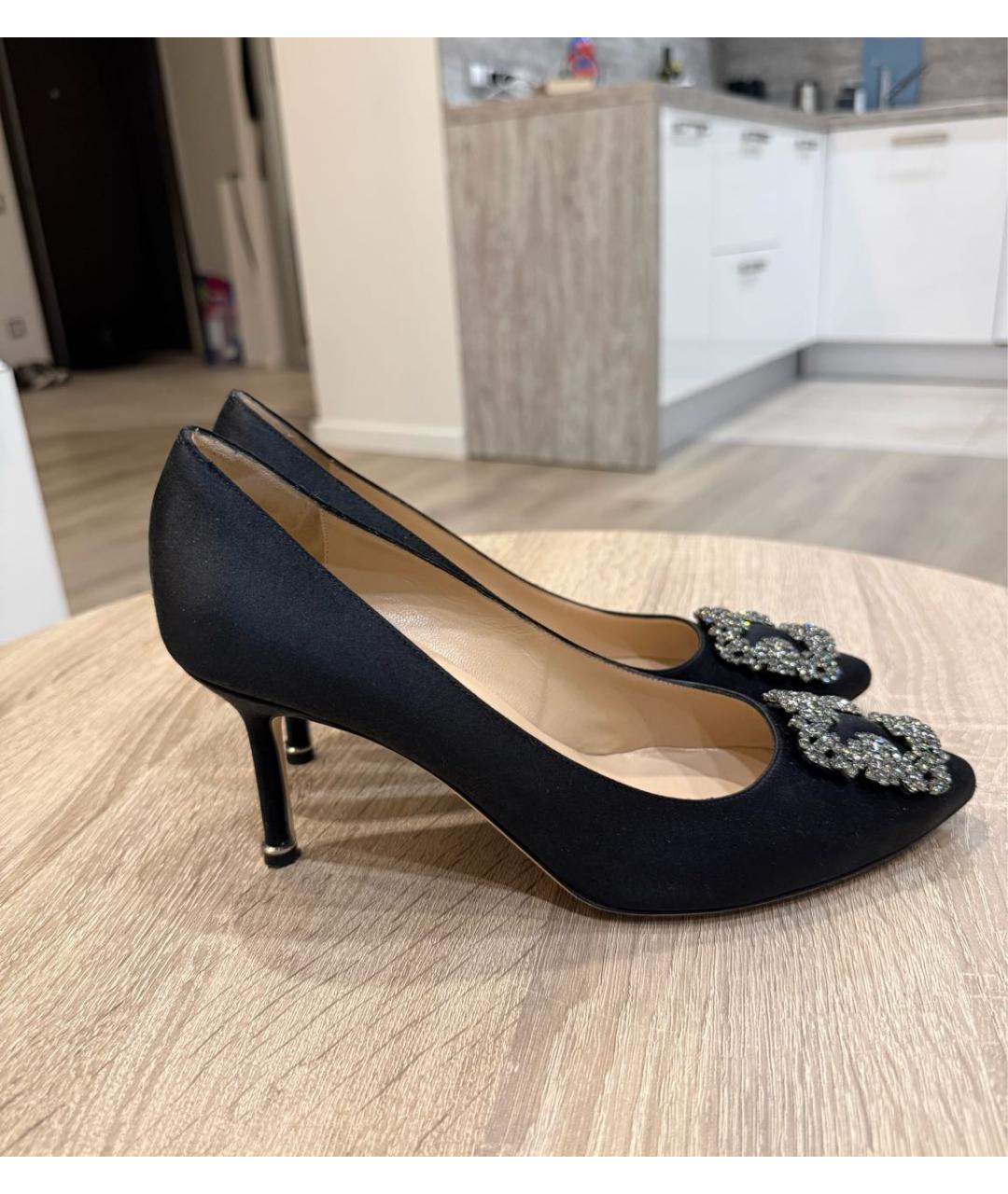 MANOLO BLAHNIK Черные текстильные туфли, фото 7