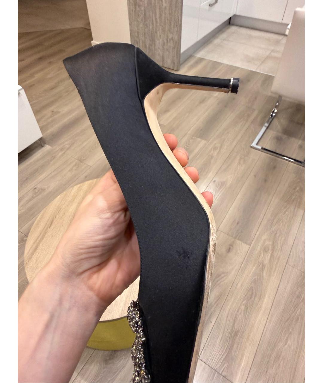 MANOLO BLAHNIK Черные текстильные туфли, фото 4