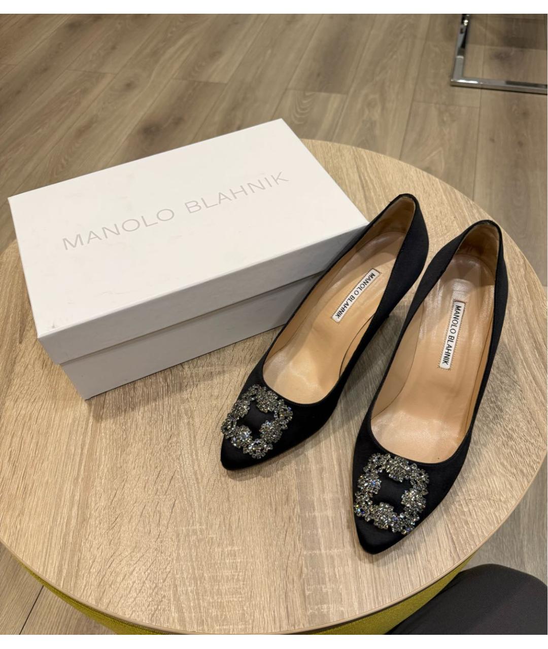 MANOLO BLAHNIK Черные текстильные туфли, фото 6