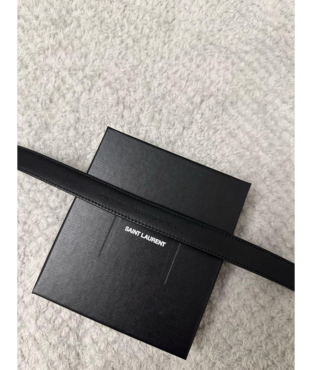 SAINT LAURENT Черный кожаный ремень, фото 4