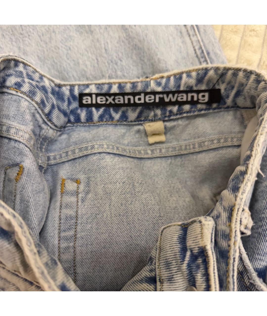 ALEXANDER WANG Голубые хлопковые прямые джинсы, фото 3