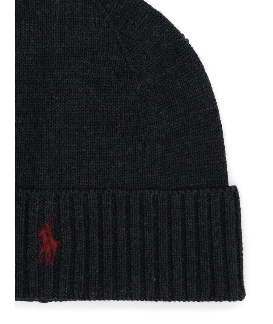 POLO RALPH LAUREN Антрацитовая шерстяная шапка, фото 2