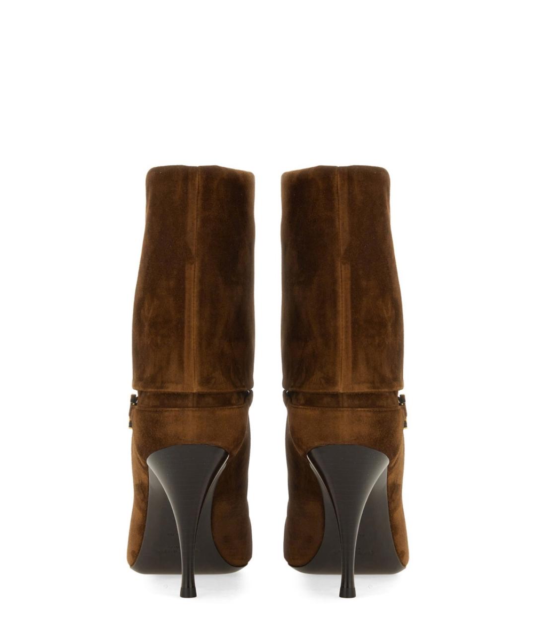 SAINT LAURENT Коричневые замшевые ботильоны, фото 3