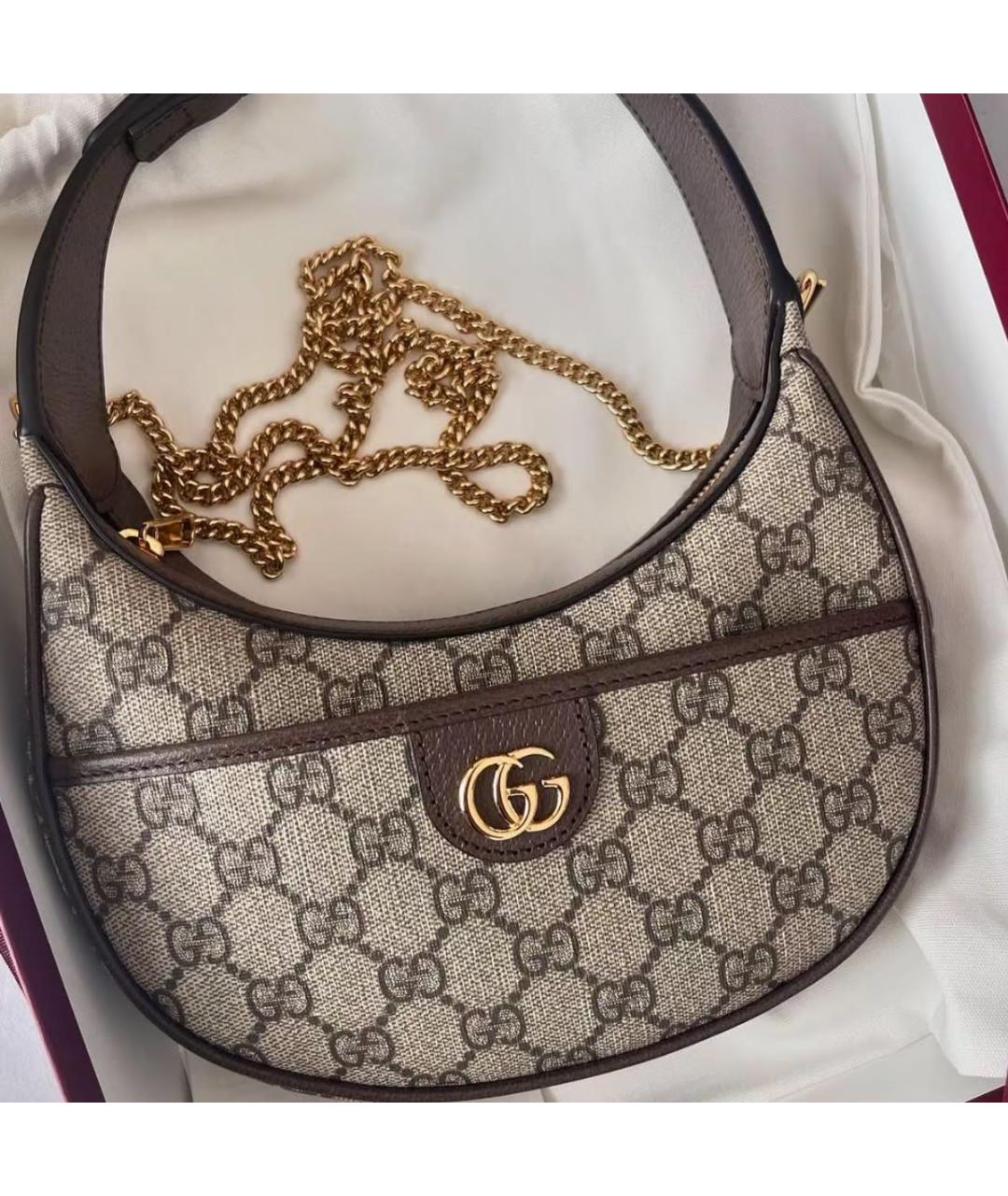GUCCI Бежевая сумка с короткими ручками из канвы, фото 5