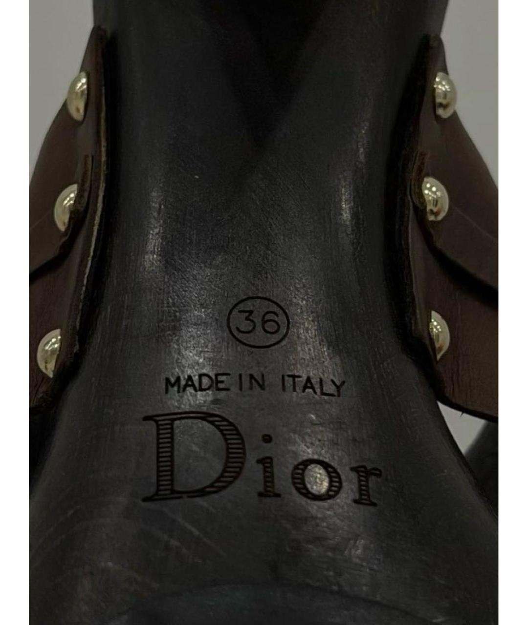 CHRISTIAN DIOR Коричневые кожаные мюли, фото 7
