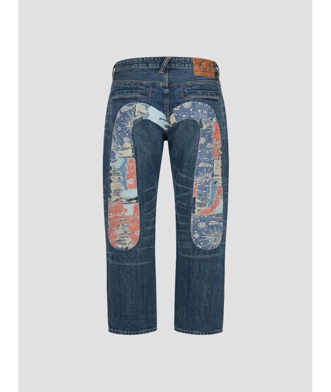 EVISU Синие хлопковые прямые джинсы, фото 2