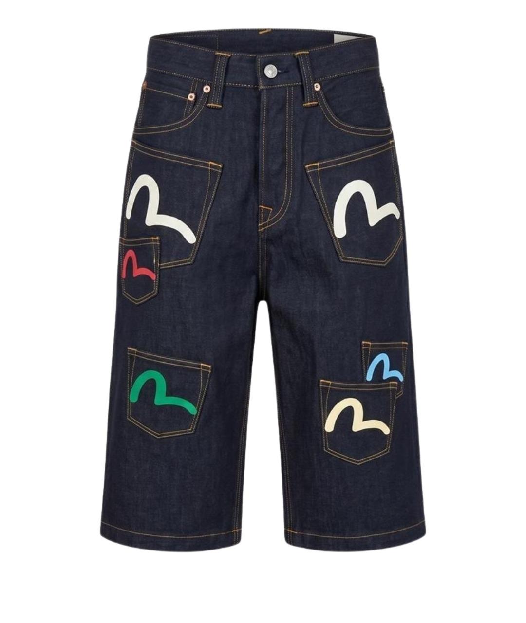 EVISU Темно-синие хлопковые шорты, фото 1