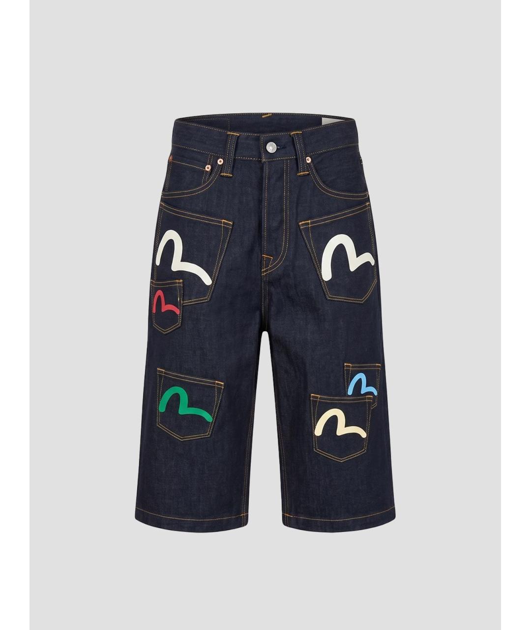 EVISU Темно-синие хлопковые шорты, фото 4