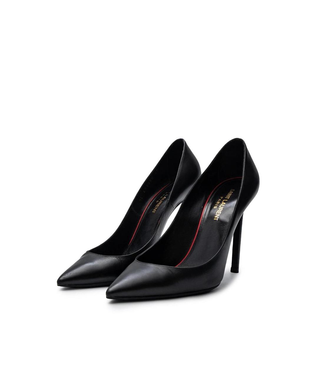 SAINT LAURENT Черные кожаные туфли, фото 2