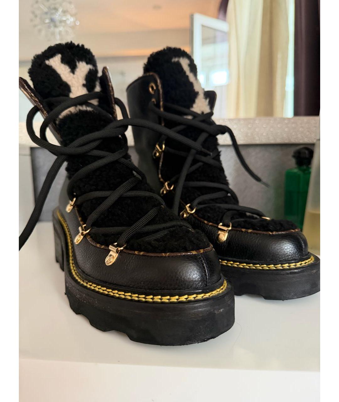 LOUIS VUITTON Черные кожаные ботинки, фото 4