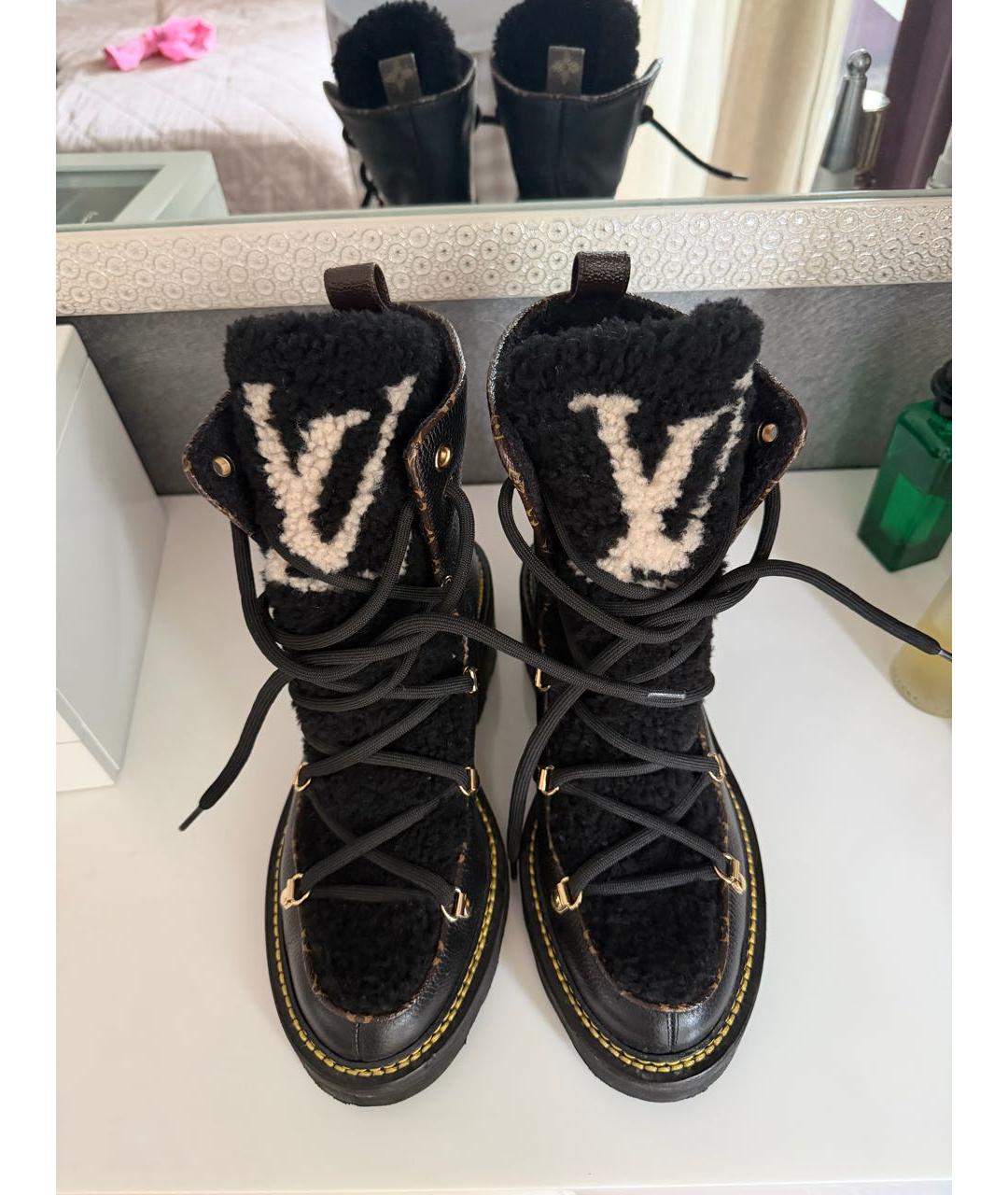 LOUIS VUITTON Черные кожаные ботинки, фото 2