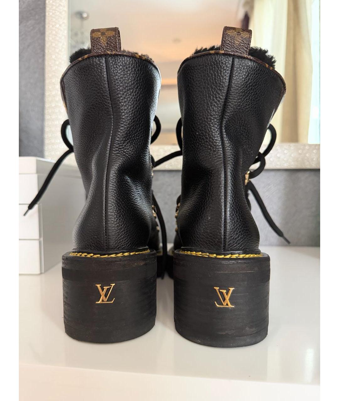 LOUIS VUITTON Черные кожаные ботинки, фото 3