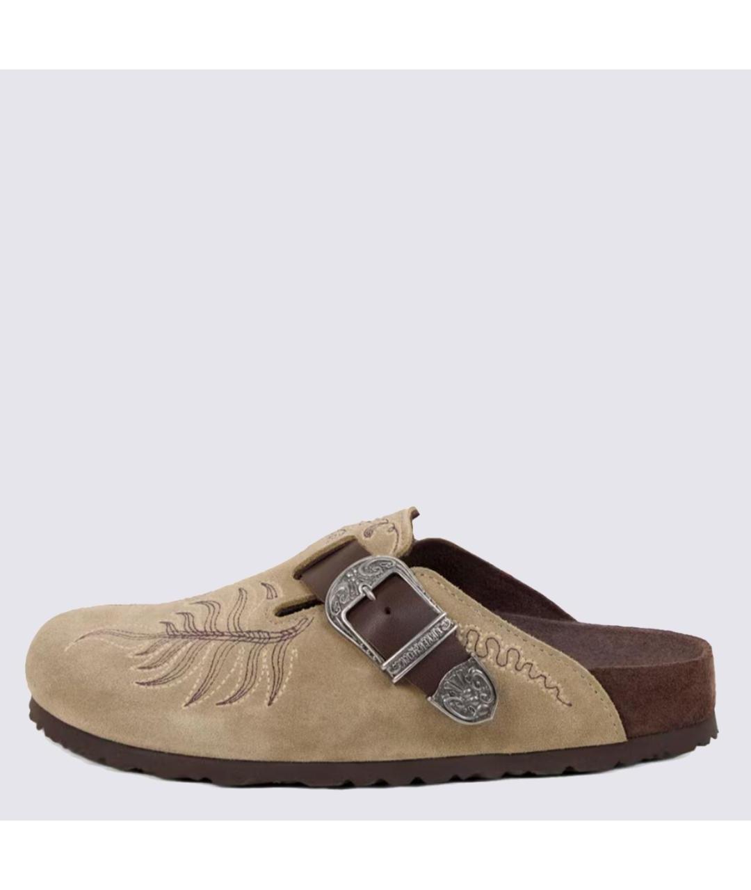 BIRKENSTOCK Хаки замшевые сабо, фото 3