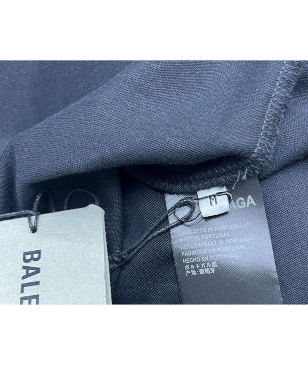 BALENCIAGA Черная хлопковая футболка, фото 5