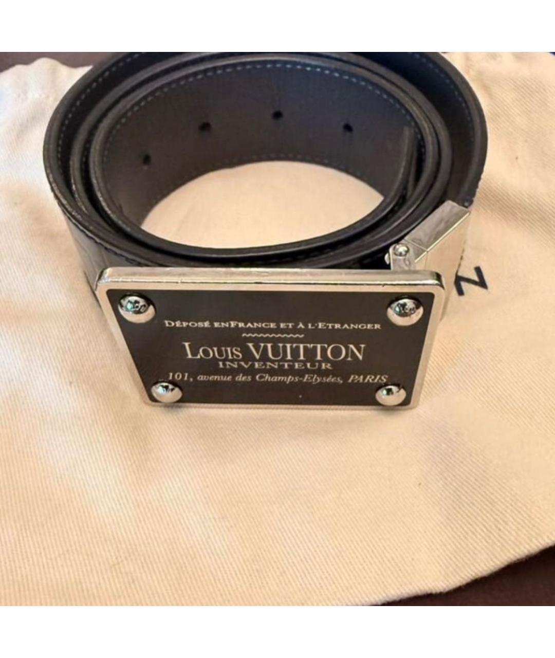 LOUIS VUITTON Черный кожаный ремень, фото 3