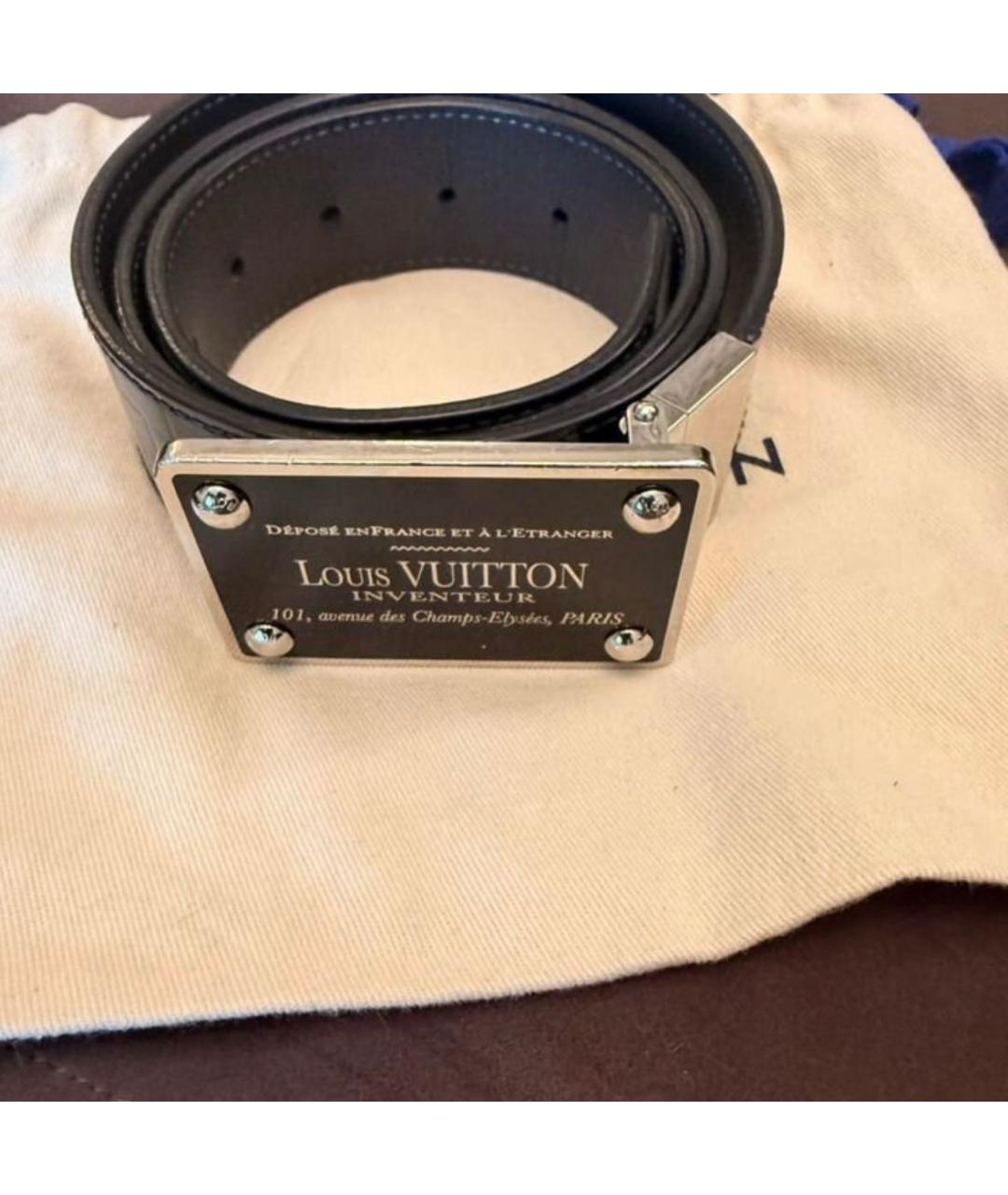 LOUIS VUITTON Черный кожаный ремень, фото 4
