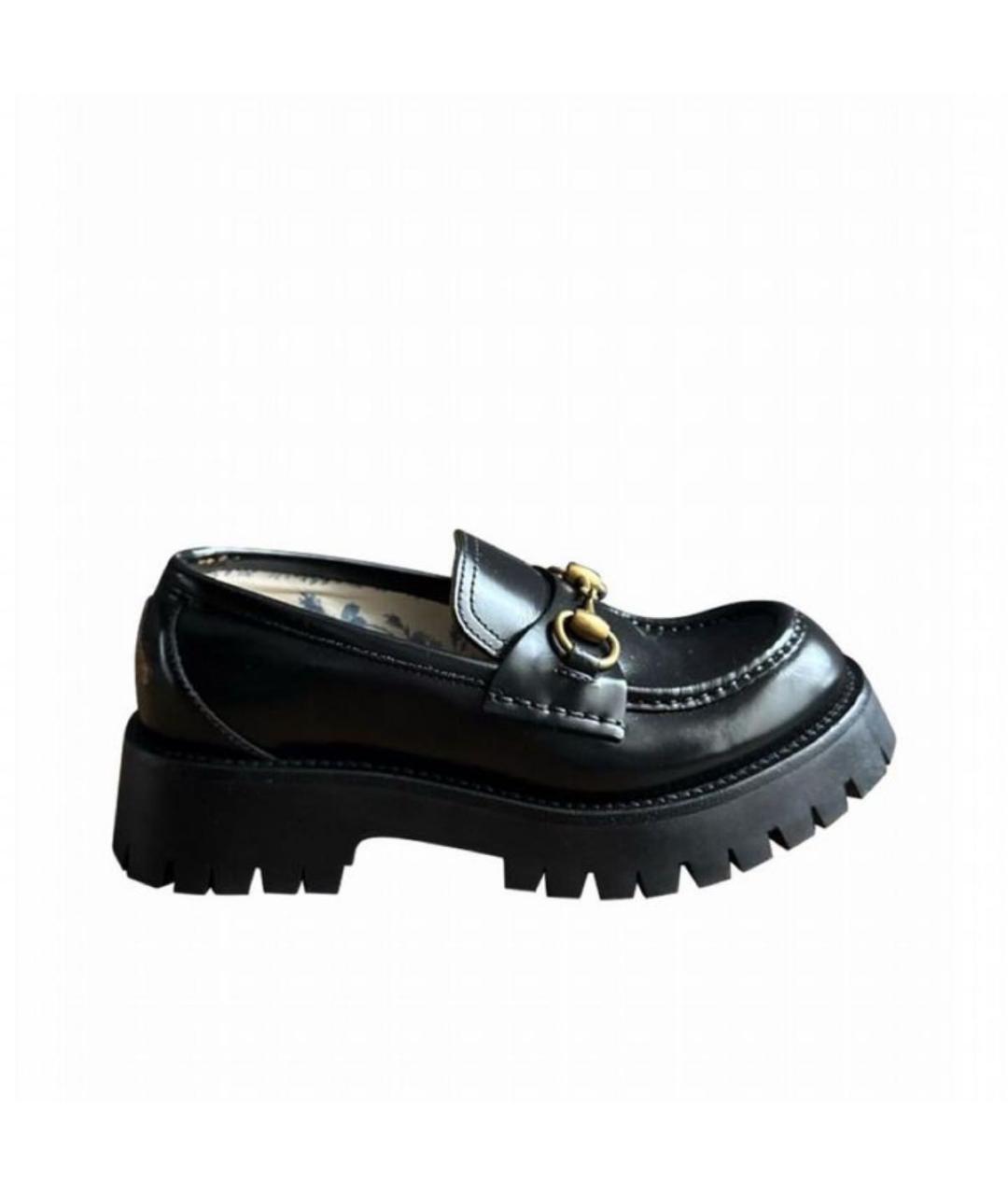 GUCCI Черные кожаные лоферы, фото 1