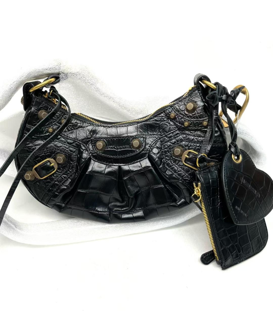 BALENCIAGA Черная кожаная сумка через плечо, фото 2