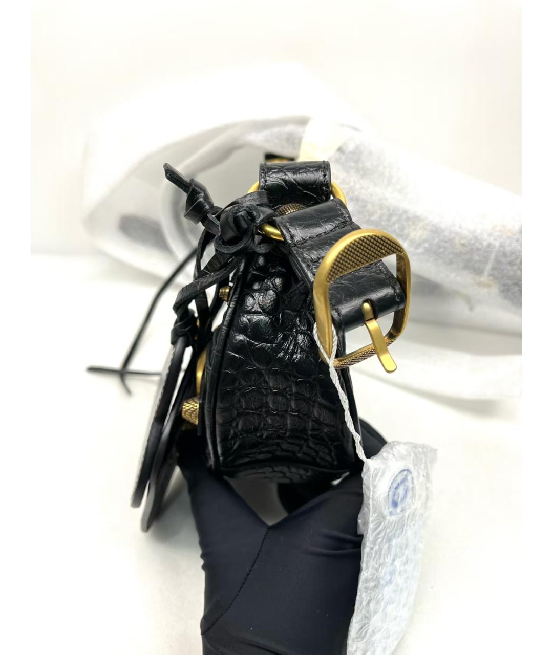 BALENCIAGA Черная кожаная сумка через плечо, фото 3