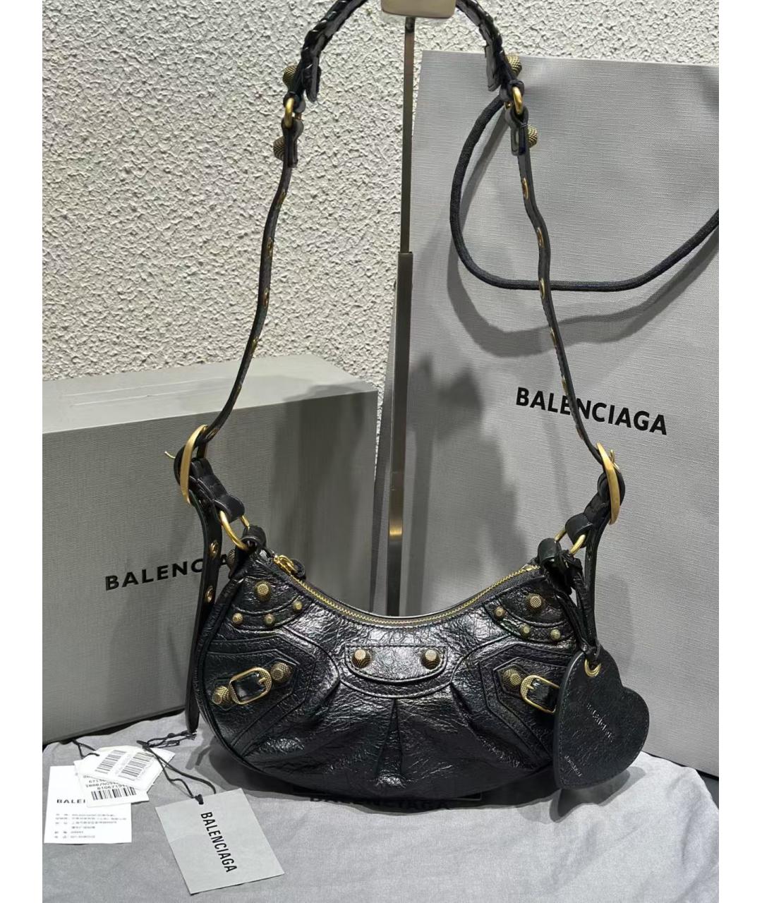 BALENCIAGA Черная кожаная сумка через плечо, фото 2