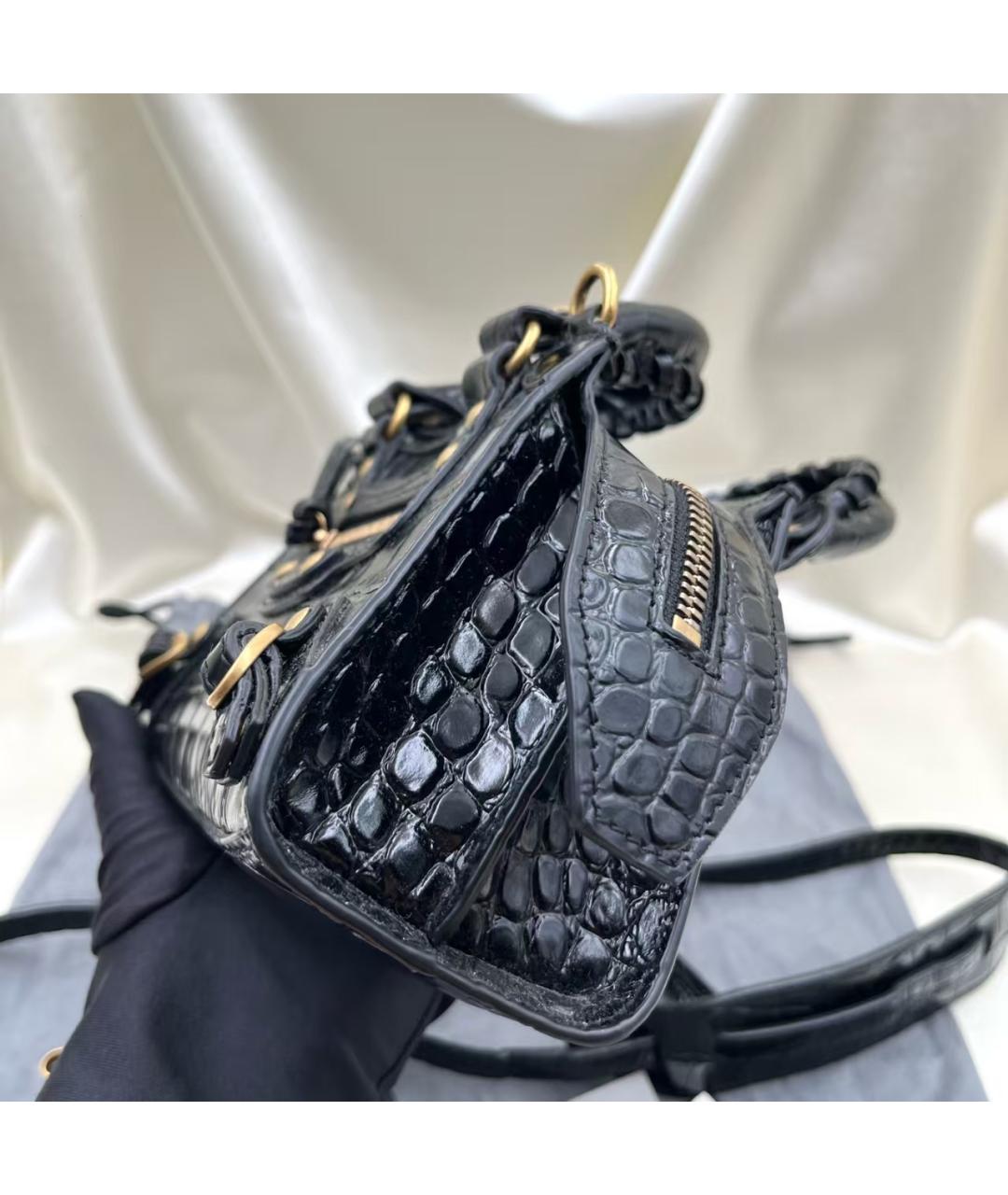 BALENCIAGA Черная кожаная сумка с короткими ручками, фото 5