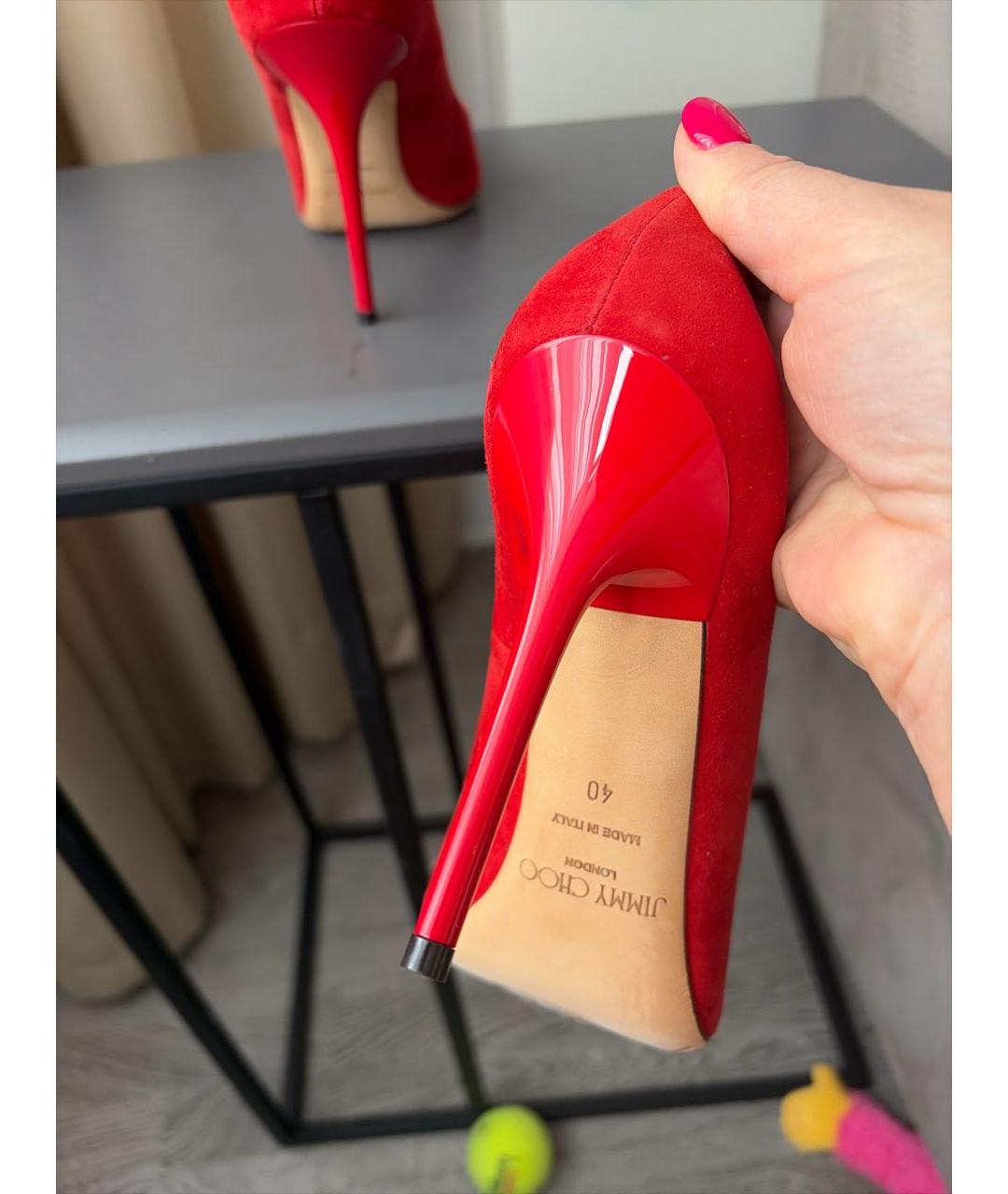 JIMMY CHOO Красные замшевые туфли, фото 5