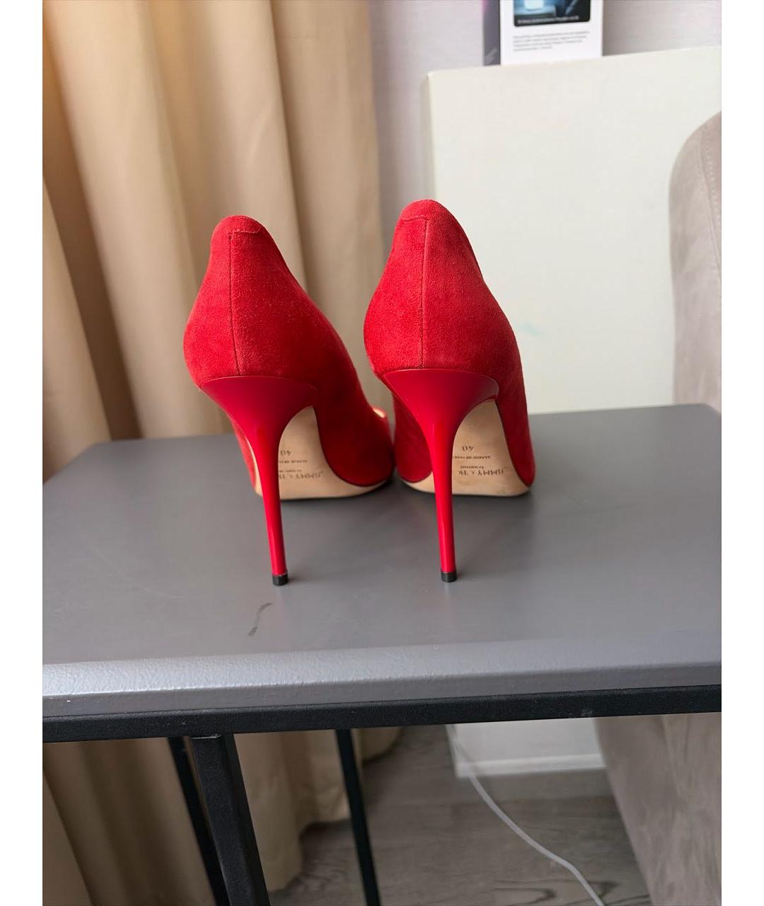 JIMMY CHOO Красные замшевые туфли, фото 4
