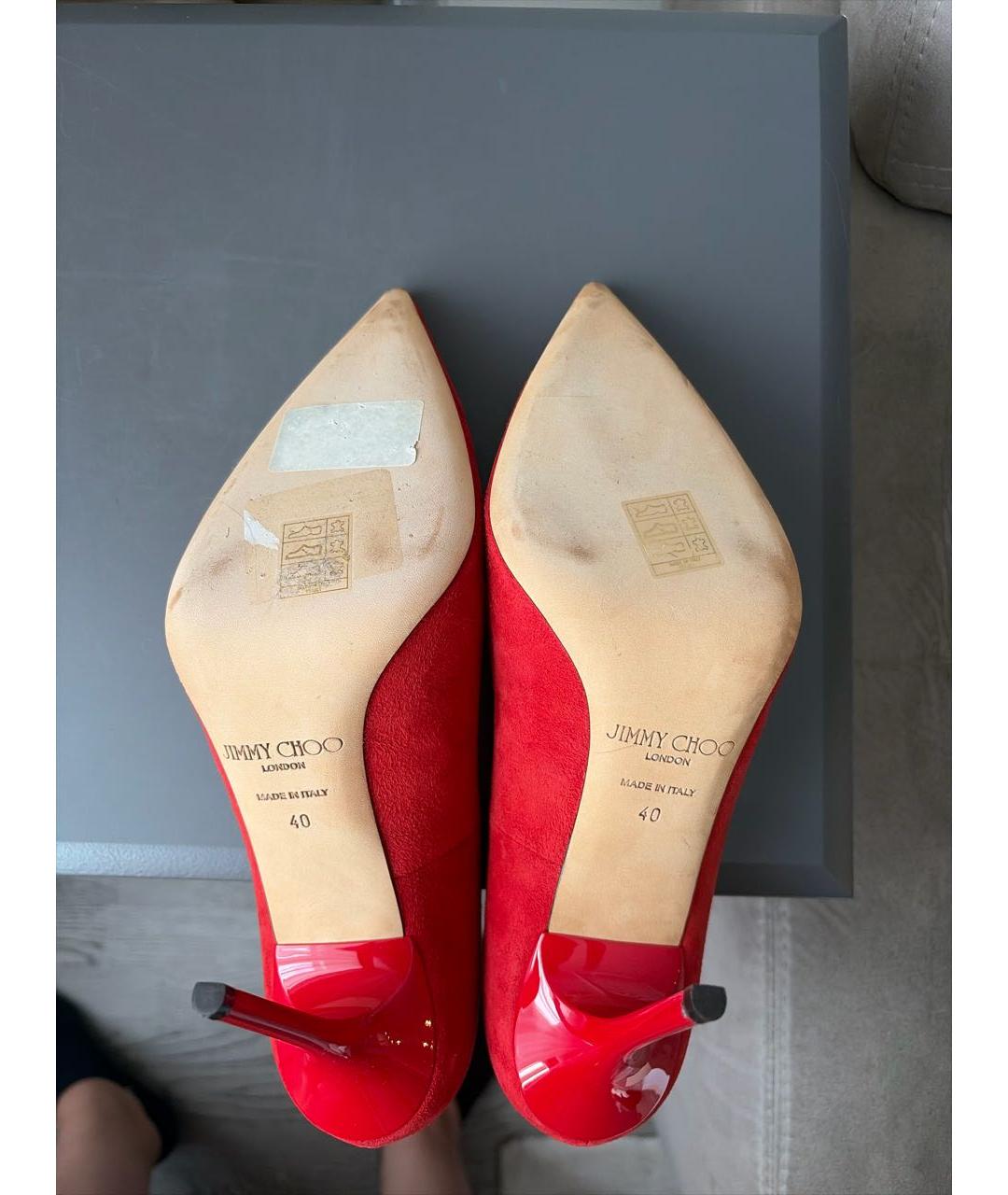 JIMMY CHOO Красные замшевые туфли, фото 6