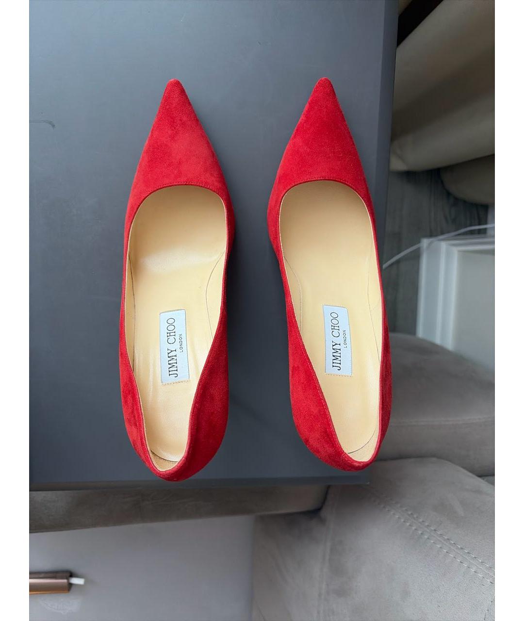 JIMMY CHOO Красные замшевые туфли, фото 3